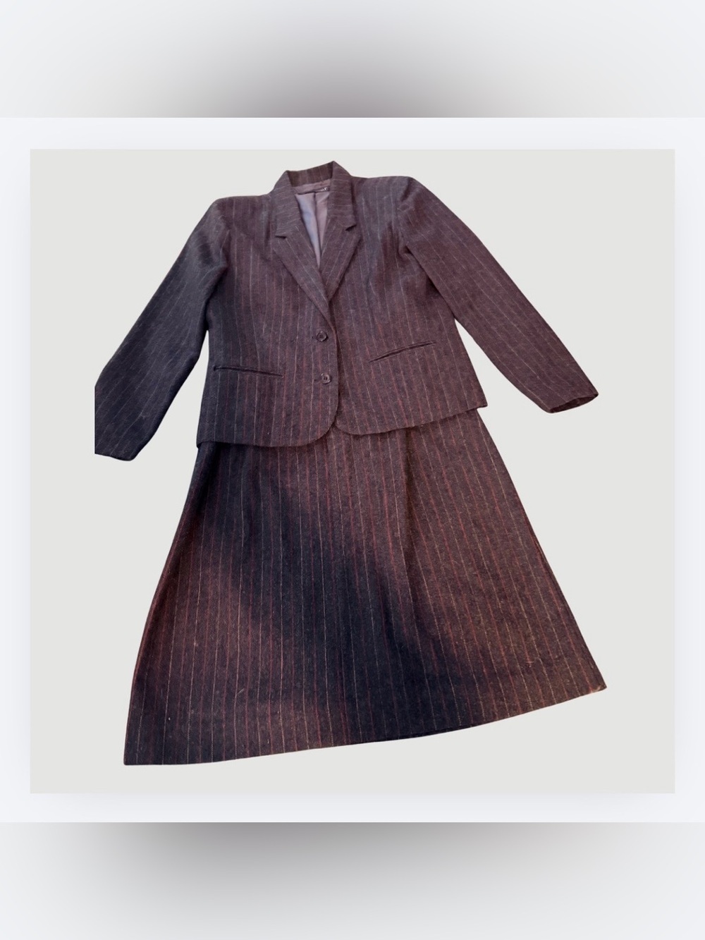 That’s Me Vtg Late 70s/Early 80s Pinstripe 2‑Piece Suit, Size 13 (Modern 8–10)